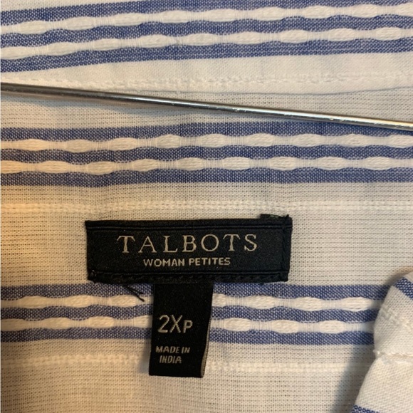 Talbots blouse. 2XP. White and Blue Stripe. - Picture 7 of 8